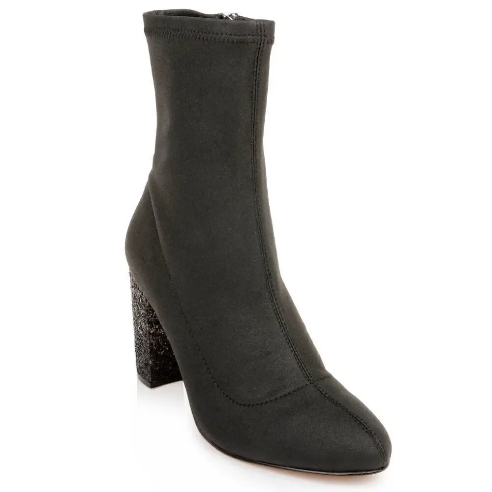 Badgley Mischka Jovanna Glitter Block Heel Bootie
